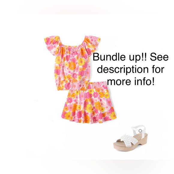 NWT: Girls Flower Print Flutter Top- Fushsia/ Multicolored - Picture 2 of 5